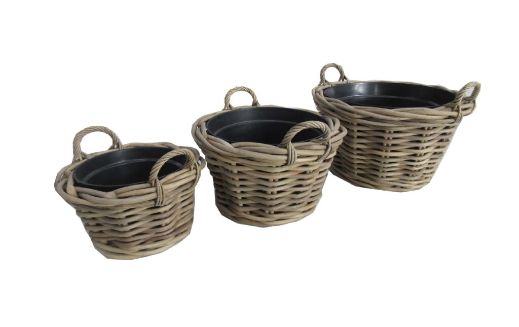Tribal basket set of 3 Grey